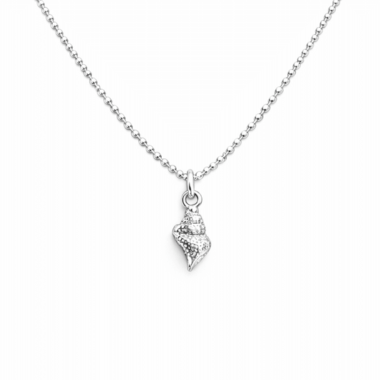 Collier femme SHELL YEAH – chaîne boules facettées scintillantes, pendentif coquillage conque oversize et argent 925 – bijoux fait main en argent 925 | Pitch & Néo