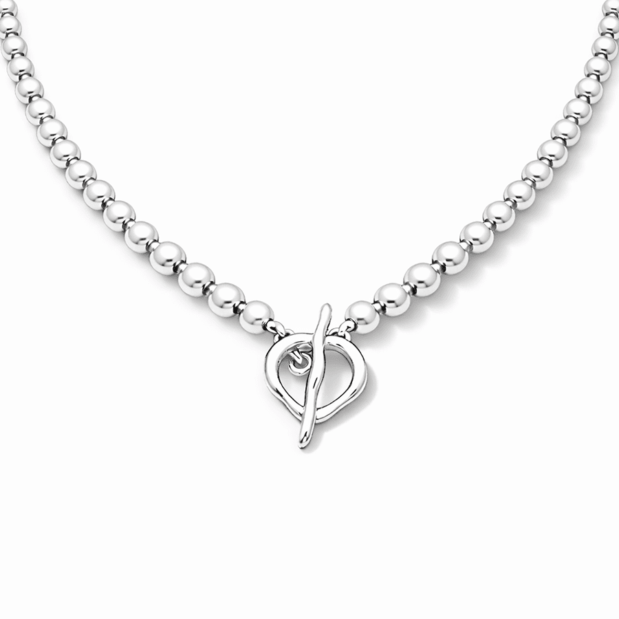 Collier femme SHUT UP & POLISH ME – perles boules 4 mm & fermoir toggle fondu en argent 925 – bijoux fait main en argent 925 | Pitch & Néo