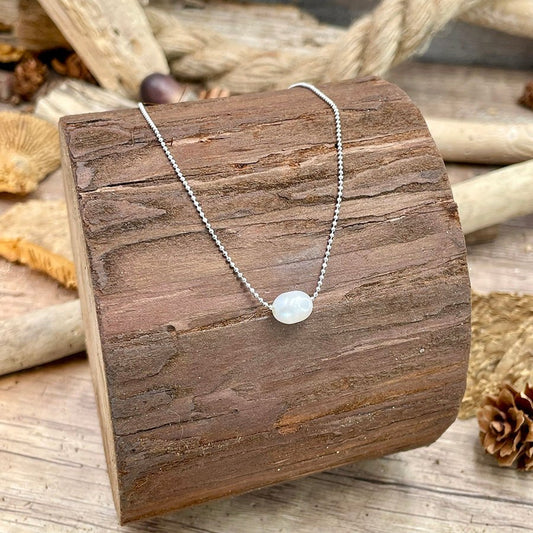 Collier femme SLIDE MY PEARL – chaîne boules facettées et perle de culture blanche, monté en argent 925. – bijoux fait main en argent 925 | Pitch & Néo