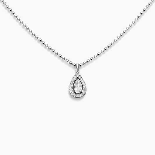 Collier femme TEARS OF A RICH B$TCH – chaîne boules facettées scintillantes, pendentif goutte zircon et argent 925 – bijoux fait main en argent 925 | Pitch & Néo
