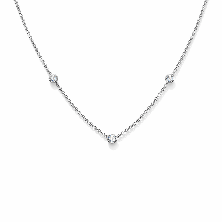 Collier femme TRIPLE SHOT – chaîne forçat fine, 3 zircons et argent 925 – bijoux fait main en argent 925 | Pitch & Néo