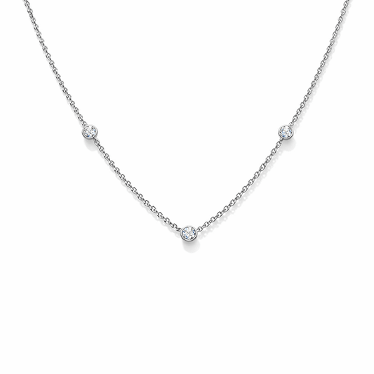 Collier femme TRIPLE SHOT – chaîne forçat fine, 3 zircons et argent 925 – bijoux fait main en argent 925 | Pitch & Néo