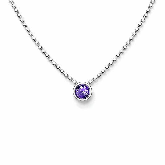 Collier femme VIOLET OBSESSION – chaîne boules facettées scintillantes & pendentif zircon violet façon solitaire en argent 925 – bijoux fait main en argent 925 | Pitch & Néo