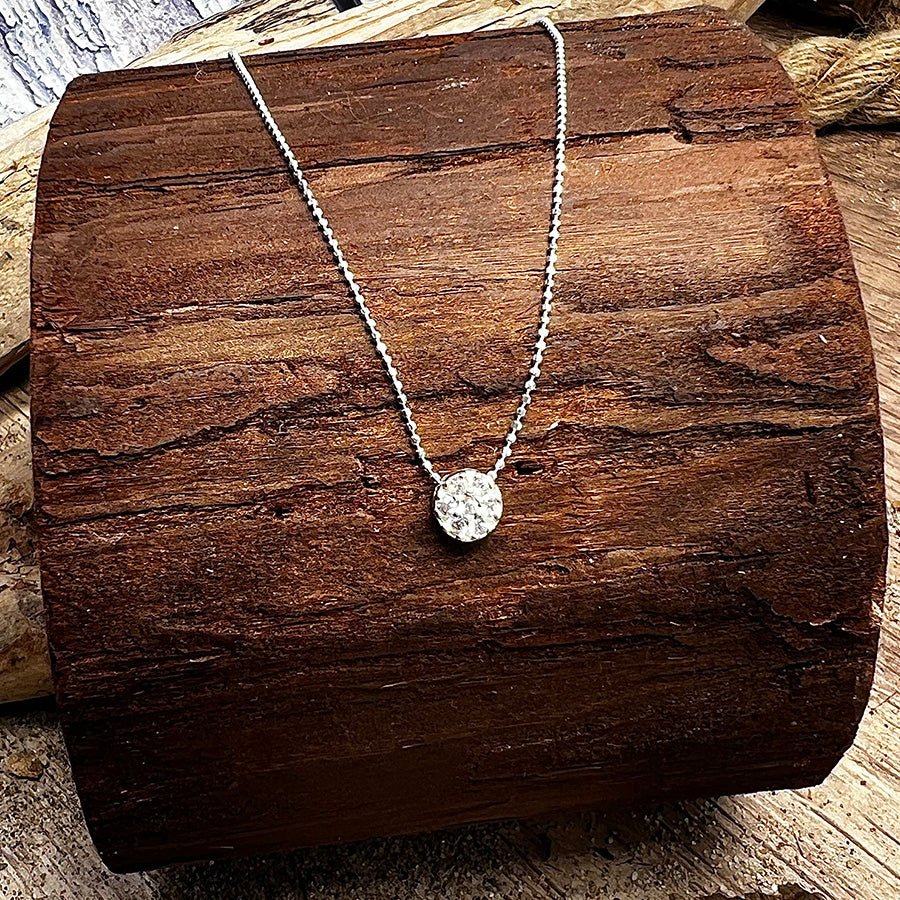 Collier femme ZIP IT & BLOOM – chaîne boules facettées scintillantes, pendentif fleur pavée de zircons façon diamant et argent 925 – bijoux fait main en argent 925 | Pitch & Néo