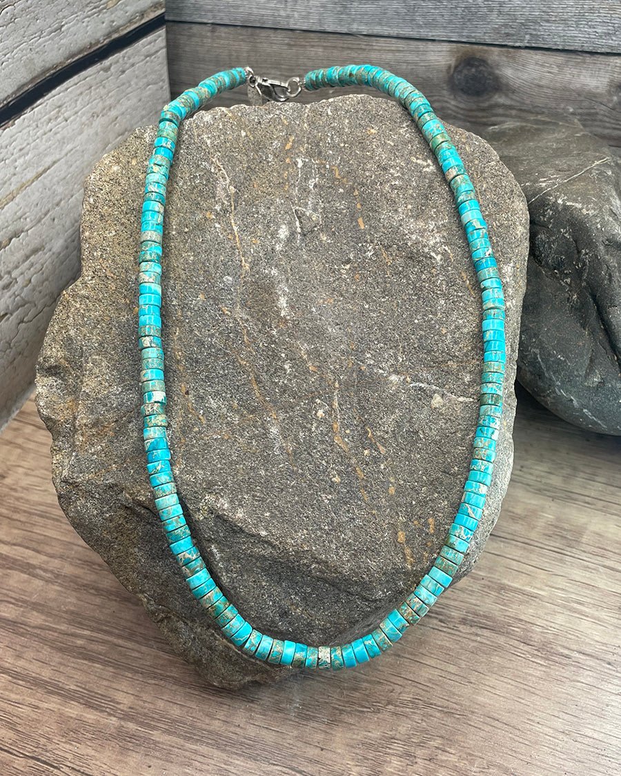 Collier homme surfeur OAHU DREAM – perles heishi jaspe impérial 6 mm et fermoir mousqueton en argent 925 – bijoux fait main en argent 925 | Pitch & Néo