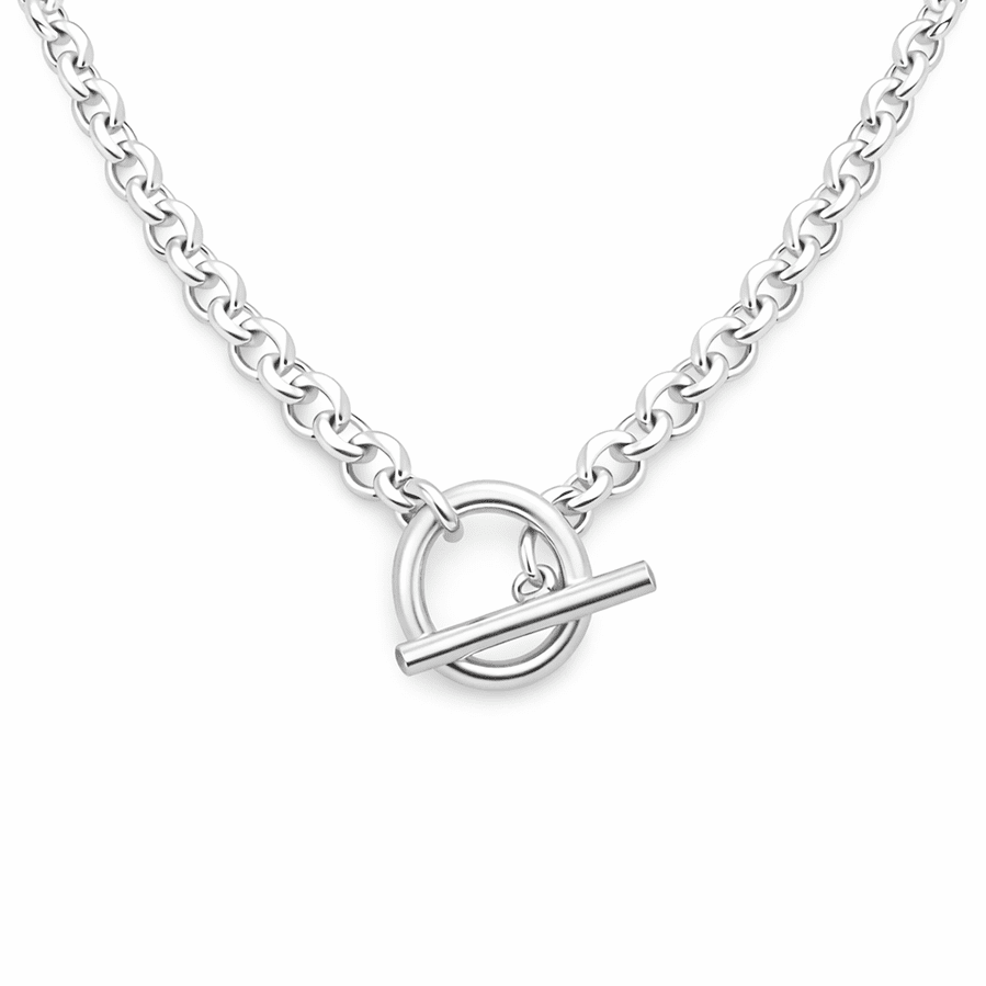 Collier maille jaseron fermoir toggle oversize femme argent 925 SILENT IS SILVER, SWEETHEART – bijoux fait main en argent 925 | Pitch & Néo