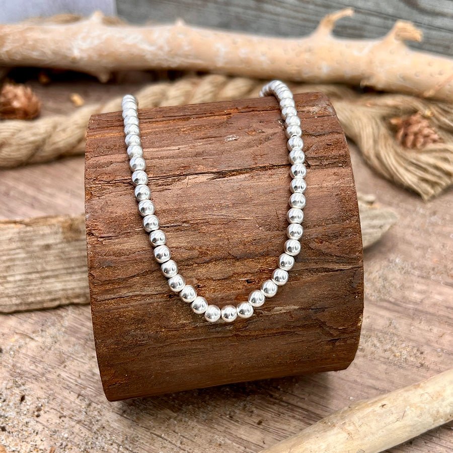 Collier marseillais femme BORN IN MARSEILLE, BÉBÉ – perles boules 5 mm montées sur chaîne en argent 925 – bijoux fait main en argent 925 | Pitch & Néo