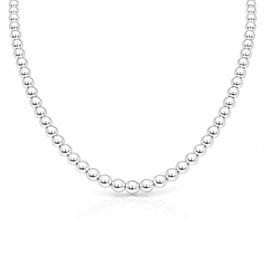 Collier marseillais femme BORN IN MARSEILLE, BÉBÉ – perles boules 5 mm montées sur chaîne en argent 925 – bijoux fait main en argent 925 | Pitch & Néo