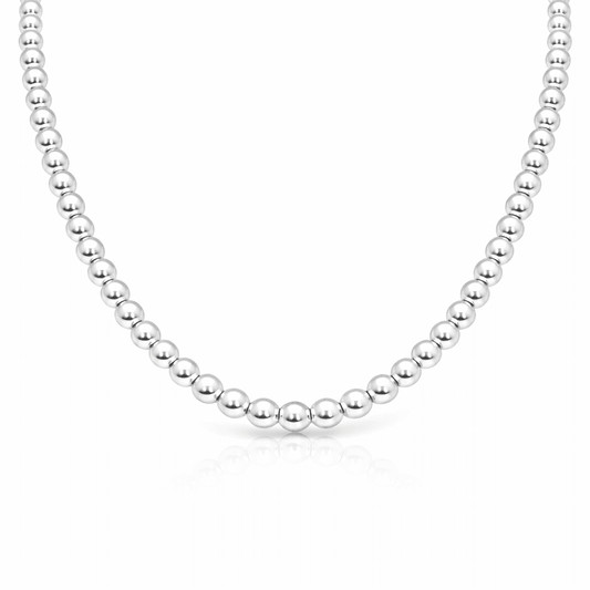 Collier marseillais femme BORN IN MARSEILLE, BÉBÉ – perles boules 5 mm montées sur chaîne en argent 925 – bijoux fait main en argent 925 | Pitch & Néo