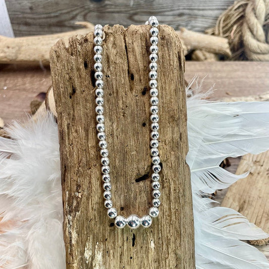 Collier marseillais femme HÉRITAGE – perles boules en chute 5, 6 et 7 mm montées sur chaîne en argent 925 – bijoux fait main en argent 925 | Pitch & Néo