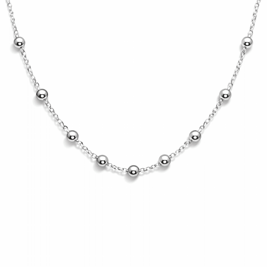 Collier marseillais femme MADE IN MARS – chaîne forçat & boules 4 mm en argent 925 – bijoux fait main en argent 925 | Pitch & Néo