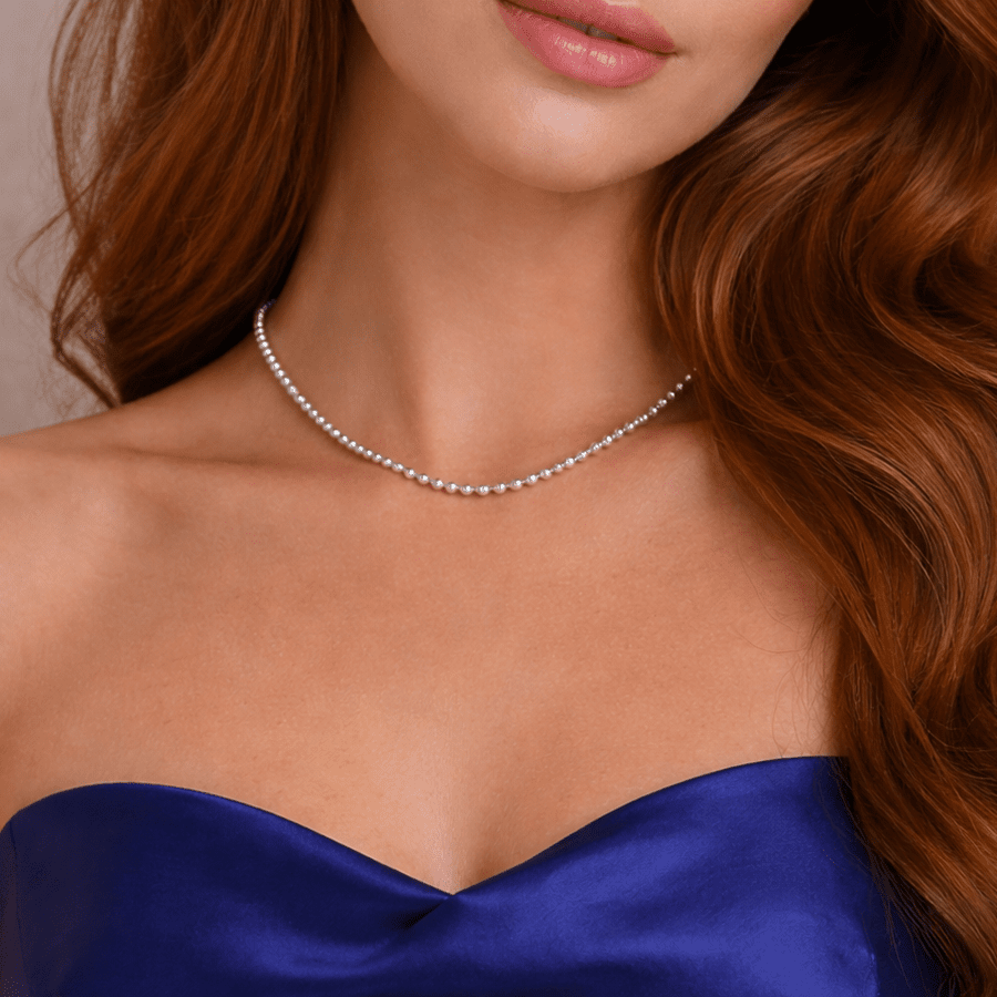 Collier marseillais femme MASSILIA – boules rondes de 4 mm en argent 925 – bijoux fait main en argent 925 | Pitch & Néo