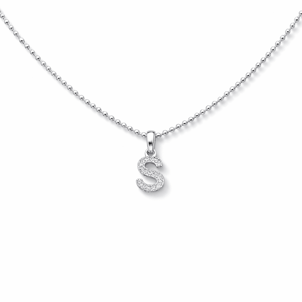 Collier pendentif initiale personnalisable zircons femme argent 925 CALL ME BY YOUR LETTER chaîne boules facettées scintillantes – bijoux fait main en argent 925 | Pitch & Néo