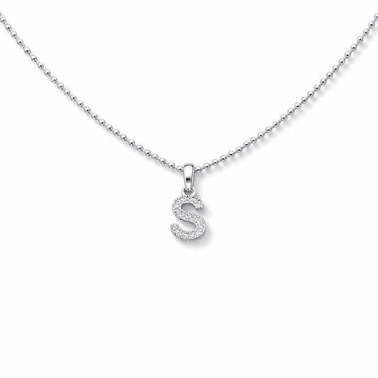 Collier pendentif initiale personnalisable zircons femme argent 925 CALL ME BY YOUR LETTER chaîne boules facettées scintillantes – bijoux fait main en argent 925 | Pitch & Néo