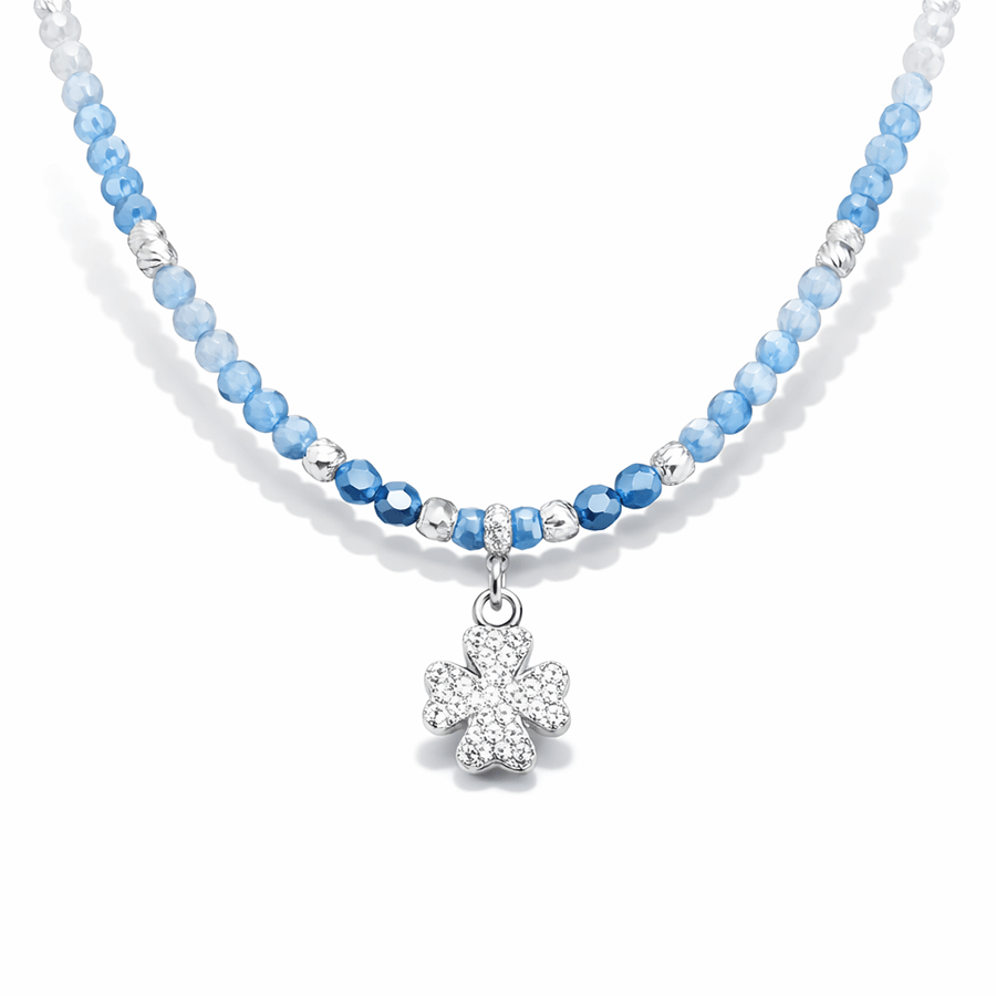 Collier perles aigue - marine dégradées femme pendentif flocon zircon argent 925 BABY BLUE & BAD MANNERS – bijoux fait main en argent 925 | Pitch & Néo