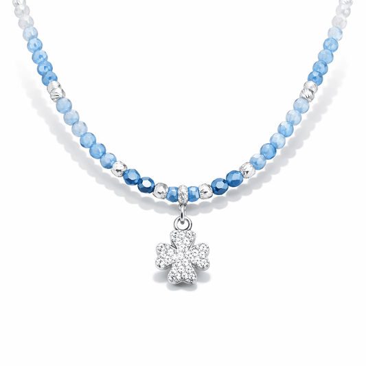 Collier perles aigue - marine dégradées femme pendentif flocon zircon argent 925 BABY BLUE & BAD MANNERS – bijoux fait main en argent 925 | Pitch & Néo