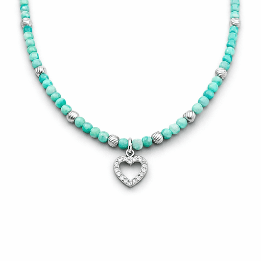 Collier perles émeraude femme pendentif cœur ajouré zircon argent 925 SORRY, I’M BOOKED – bijoux fait main en argent 925 | Pitch & Néo