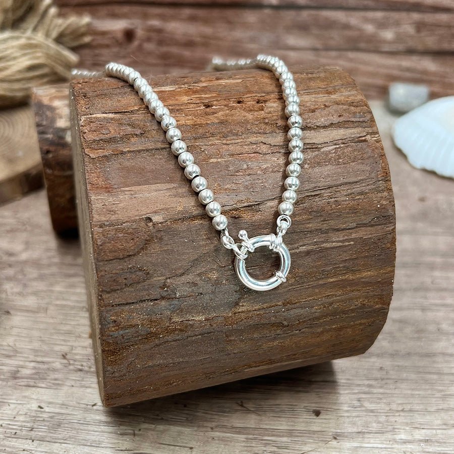 Collier perles femme boules 5 mm argent 925 – STRAIGHT TO THE POINT, fermoir bouée – bijoux fait main en argent 925 | Pitch & Néo