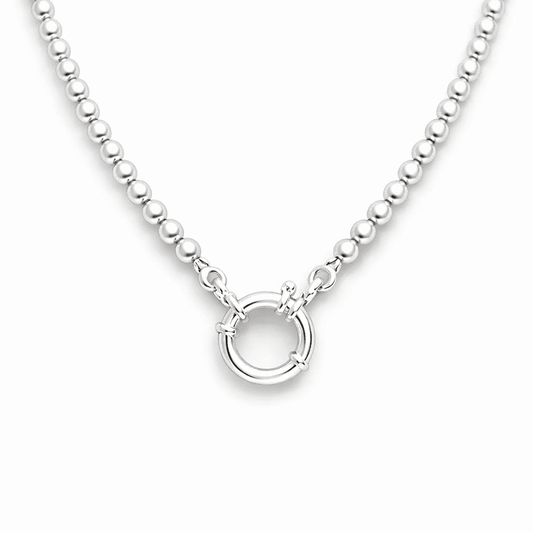 Collier perles femme boules 5 mm argent 925 – STRAIGHT TO THE POINT, fermoir bouée – bijoux fait main en argent 925 | Pitch & Néo