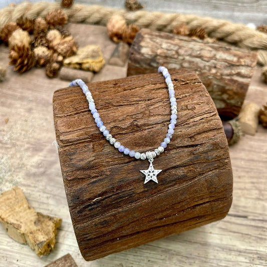 Collier perles femme I WISH IN MYSELF – perles de tanzanite facettées & pendentif étoile pavée de zircon et argent 925 – bijoux fait main en argent 925 | Pitch & Néo