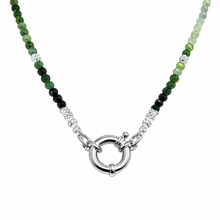 Collier perles femme NOT TODAY, DARLING – perles de tourmaline verte dégradée, fermoir bouée, argent 925 – bijoux fait main en argent 925 | Pitch & Néo