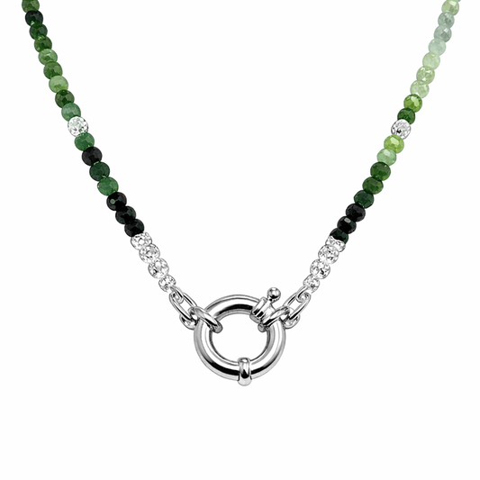 Collier perles femme NOT TODAY, DARLING – perles de tourmaline verte dégradée, fermoir bouée, argent 925 – bijoux fait main en argent 925 | Pitch & Néo