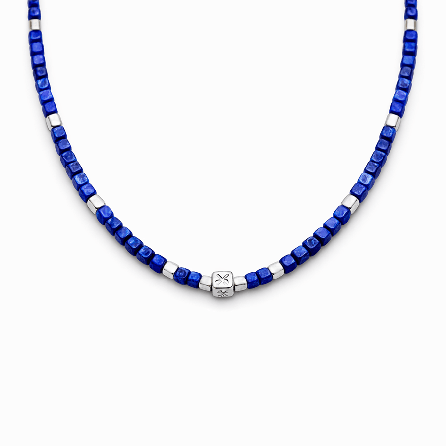 Collier perles femme perles carrées lapis - lazuli argent 925 MY BLUE, MY RULES – bijoux fait main en argent 925 | Pitch & Néo