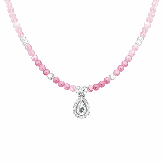 Collier perles femme pierre de lune arc - en - ciel zircons roses pendentif goutte argent 925 COTTON CANDY KISS – bijoux fait main en argent 925 | Pitch & Néo