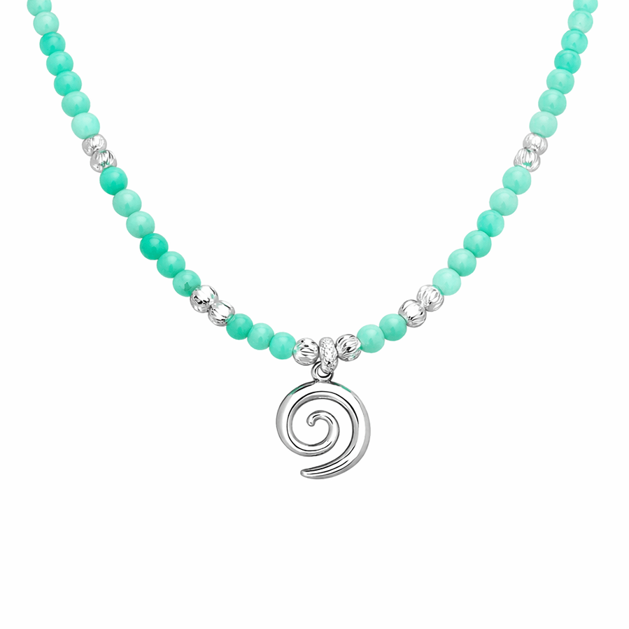 Collier perles femme SUGAR SWIRL – perles de chrysoprase australienne, & pendentif spirale en argent 925 – bijoux fait main en argent 925 | Pitch & Néo