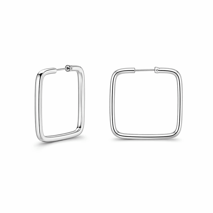 Créoles carrées argent 925 femme THE BIG SHARP THEORY – bijoux fait main en argent 925 | Pitch & Néo