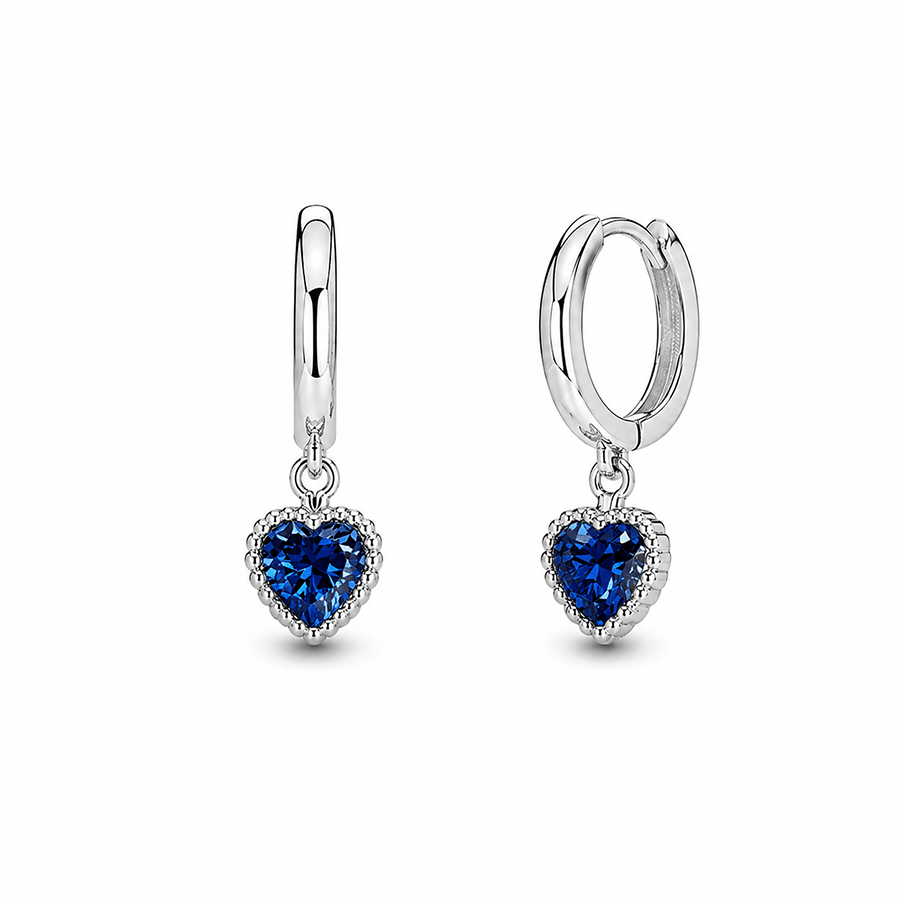 Créoles pendentif cœur zircon femme argent 925 — LOVE DEALER – bijoux fait main en argent 925 | Pitch & Néo