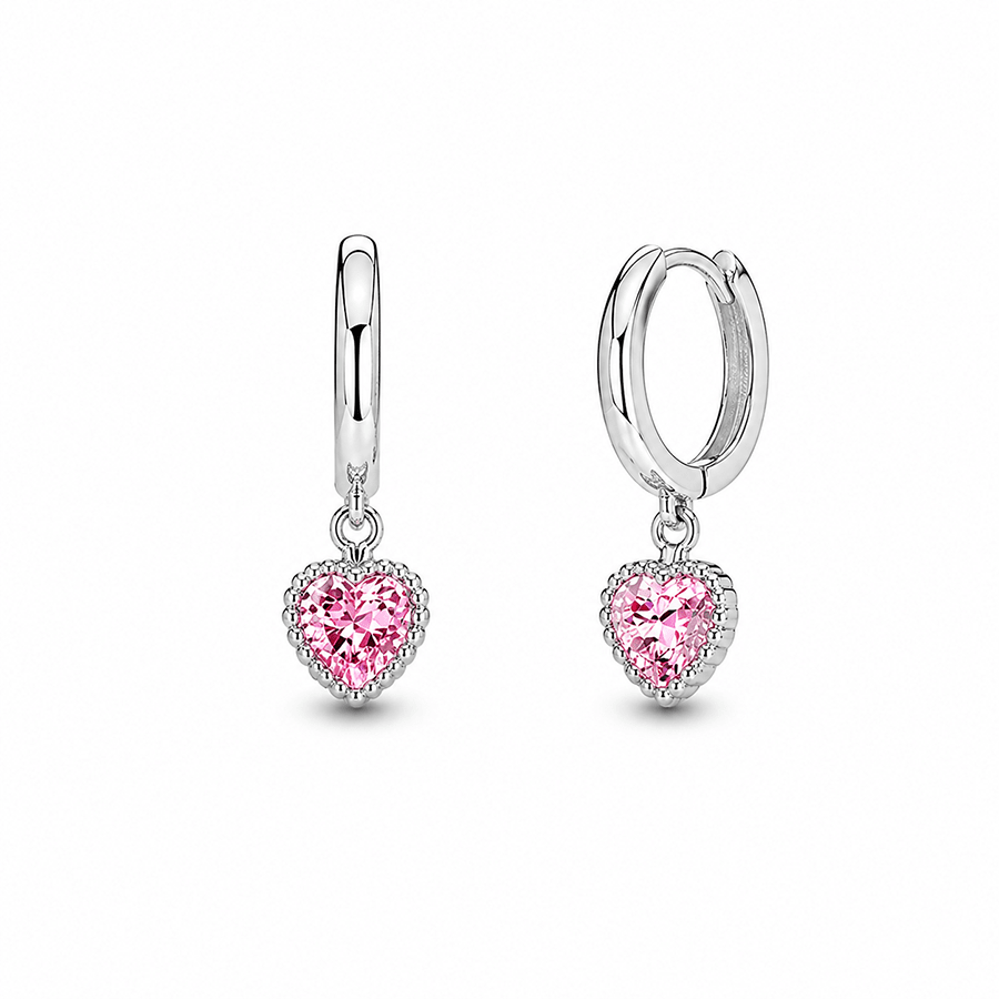 Créoles pendentif cœur zircon femme argent 925 — LOVE DEALER – bijoux fait main en argent 925 | Pitch & Néo