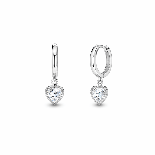 Créoles pendentif cœur zircon femme argent 925 — LOVE DEALER – bijoux fait main en argent 925 | Pitch & Néo
