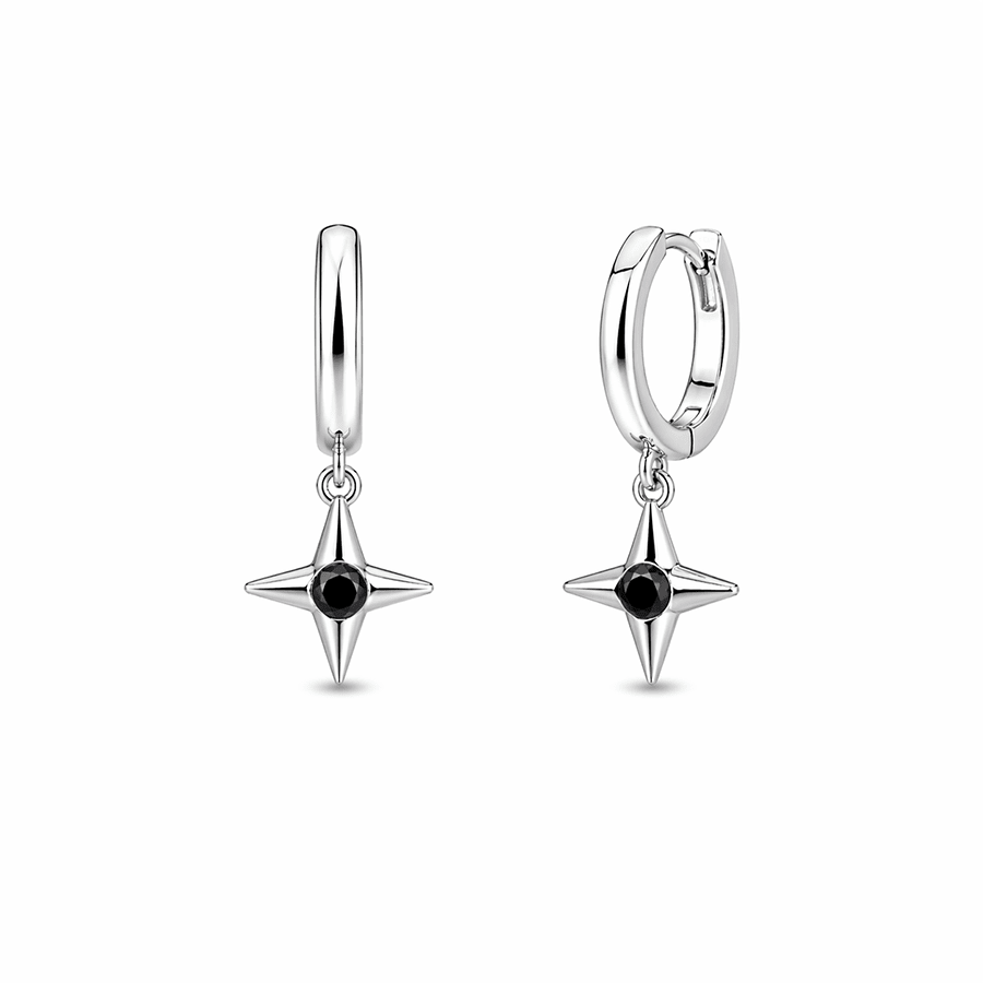Créoles pendentif étoile polaire zircon argent 925 femme STAR STRUCK, BABY – bijoux fait main en argent 925 | Pitch & Néo