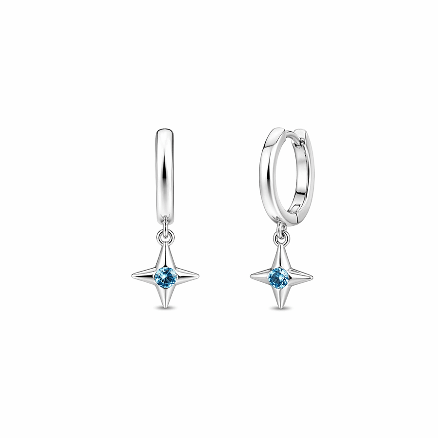 Créoles pendentif étoile polaire zircon argent 925 femme STAR STRUCK, BABY – bijoux fait main en argent 925 | Pitch & Néo