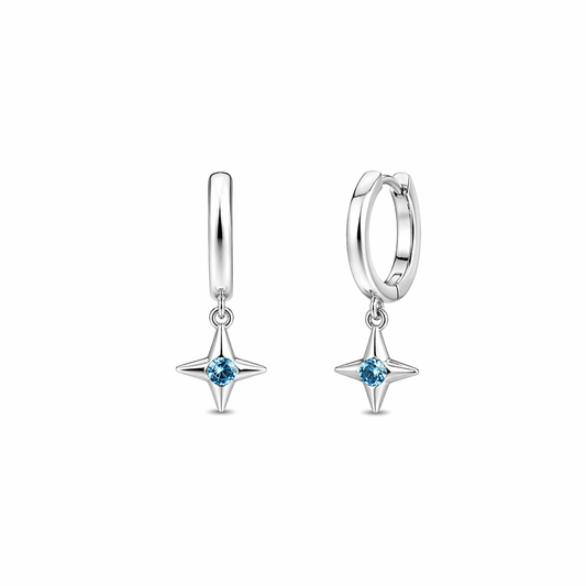 Créoles pendentif étoile polaire zircon argent 925 femme STAR STRUCK, BABY – bijoux fait main en argent 925 | Pitch & Néo