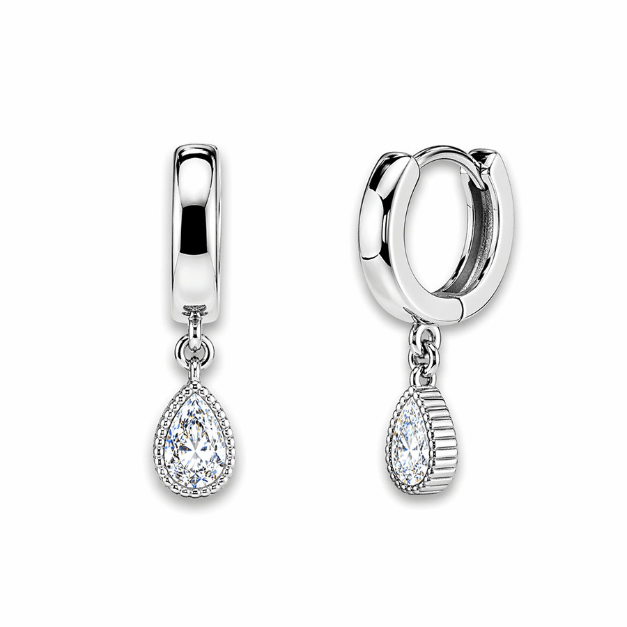 Créoles pendentif goutte zircon femme argent 925 — DRIP ME BABY – bijoux fait main en argent 925 | Pitch & Néo