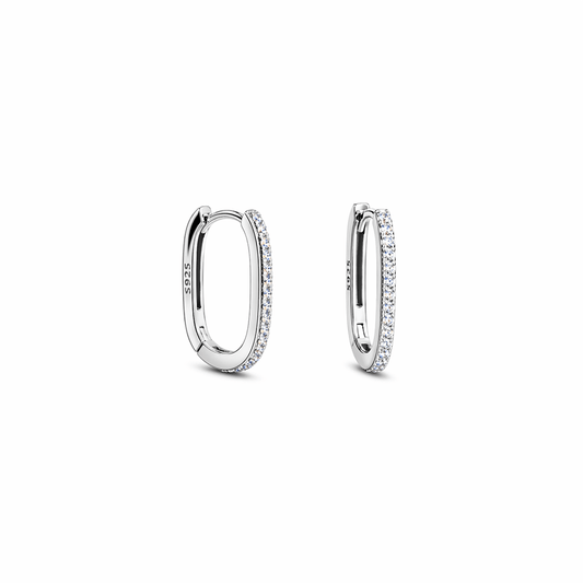 Créoles rectangulaires zircon femme argent 925 SHARP TALK – bijoux fait main en argent 925 | Pitch & Néo