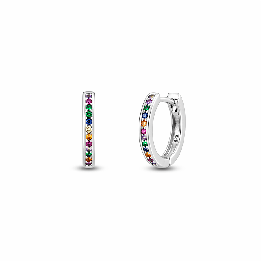 Créoles zircon multicolore argent 925 femme PLAY DIRTY, SHINE MORE – bijoux fait main en argent 925 | Pitch & Néo
