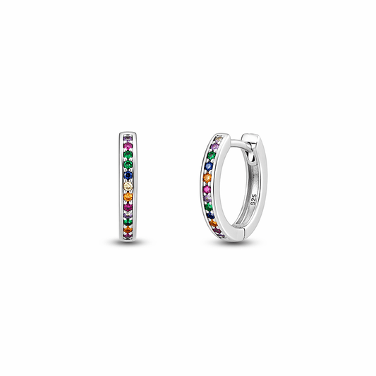 Créoles zircon multicolore argent 925 femme PLAY DIRTY, SHINE MORE – bijoux fait main en argent 925 | Pitch & Néo
