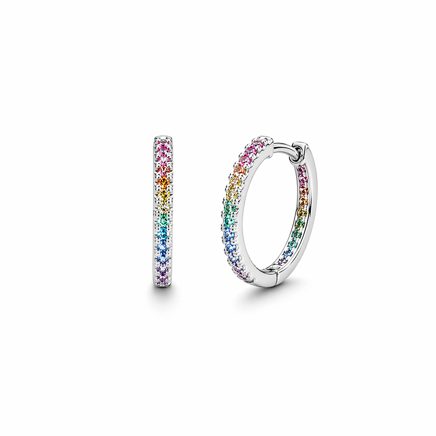 Créoles zircon multicolore femme argent 925 — GOD SAVE THE GLITTER – bijoux fait main en argent 925 | Pitch & Néo