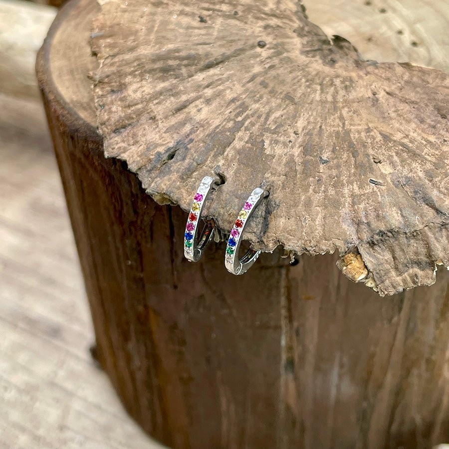 Créoles zircon multicolore femme argent 925 — LICK MY RAINBOW – bijoux fait main en argent 925 | Pitch & Néo