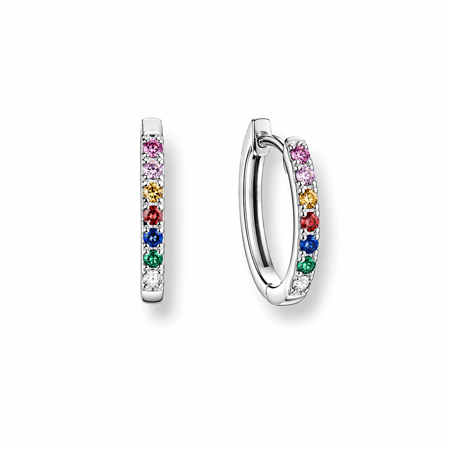 Créoles zircon multicolore femme argent 925 — LICK MY RAINBOW – bijoux fait main en argent 925 | Pitch & Néo