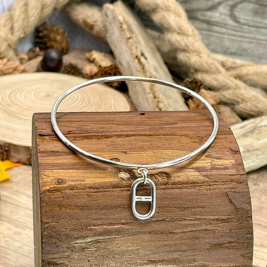 FAT SAILOR BRACELET JONC AVEC PENDENTIF MAILLE MARINE EN ARGENT 925 – bijoux fait main en argent 925 | Pitch & Néo