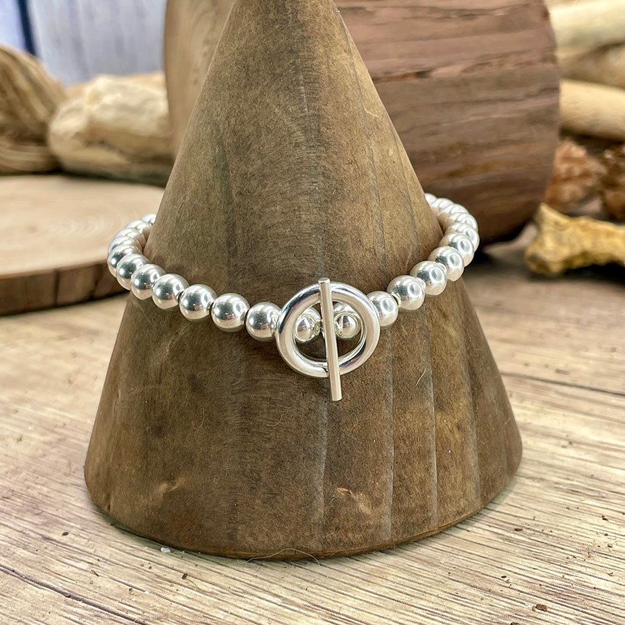 FIFTH AVENUE BRACELET BOULES DE 8 MM EN ARGENT 925 AVEC FERMOIR TOGGLE MASSIF – bijoux fait main en argent 925 | Pitch & Néo