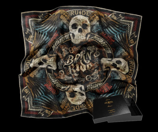 FOULARD RUDE RIDERS® UNISEXE MODÈLE FLYING SKULL – bijoux fait main en argent 925 | Pitch & Néo