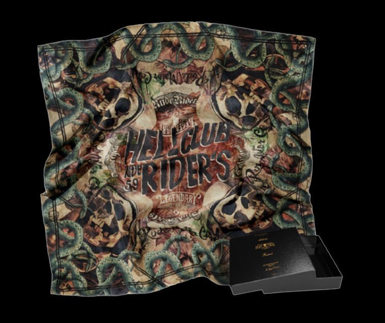 FOULARD RUDE RIDERS® UNISEXE MODÈLE HELL CLUB – bijoux fait main en argent 925 | Pitch & Néo
