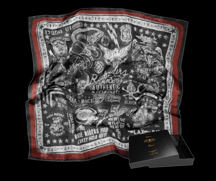 FOULARD RUDE RIDERS® UNISEXE MODÈLE ROOTS – bijoux fait main en argent 925 | Pitch & Néo