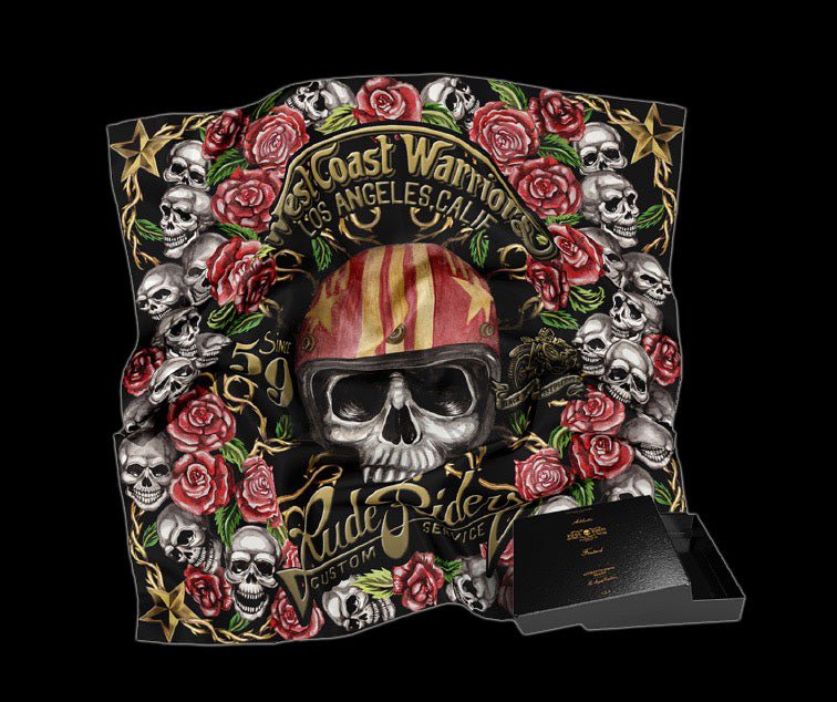 FOULARD RUDE RIDERS® UNISEXE MODÈLE WEST COAST – bijoux fait main en argent 925 | Pitch & Néo