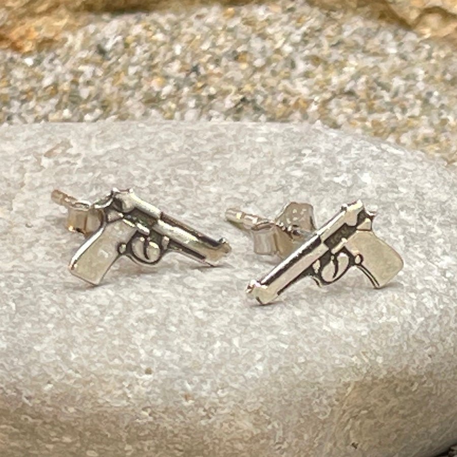 MY BABY SHOT ME DOWN BOUCLES D'OREILLES REVOLVER UNISEXE EN ARGENT 925 – bijoux fait main en argent 925 | Pitch & Néo